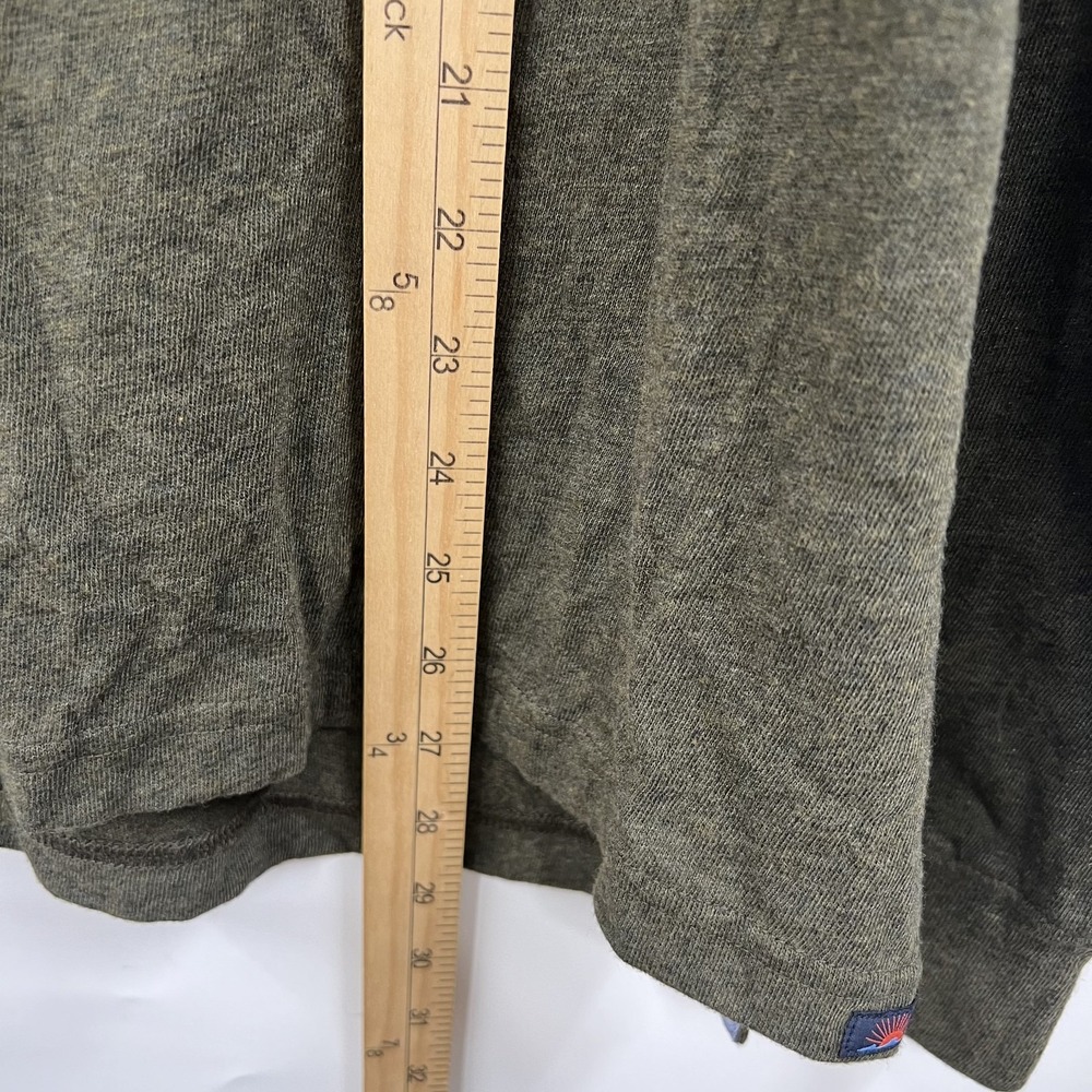 Faherty Long-Sleeve Luxe Heathered Polo Mens L 1/4 Button Olive Green Pocket EUC - Picture 10 of 12
